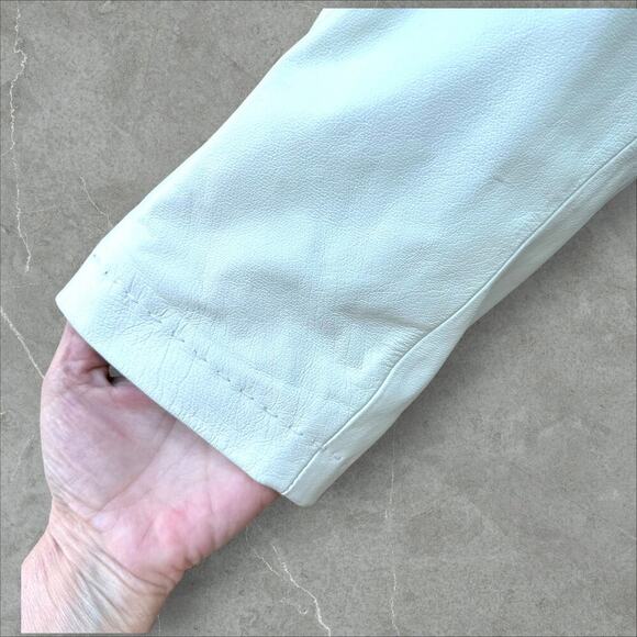 Vintage Spiegel White Leather Double Breasted Jacket Size 12 - Picture 9 of 10